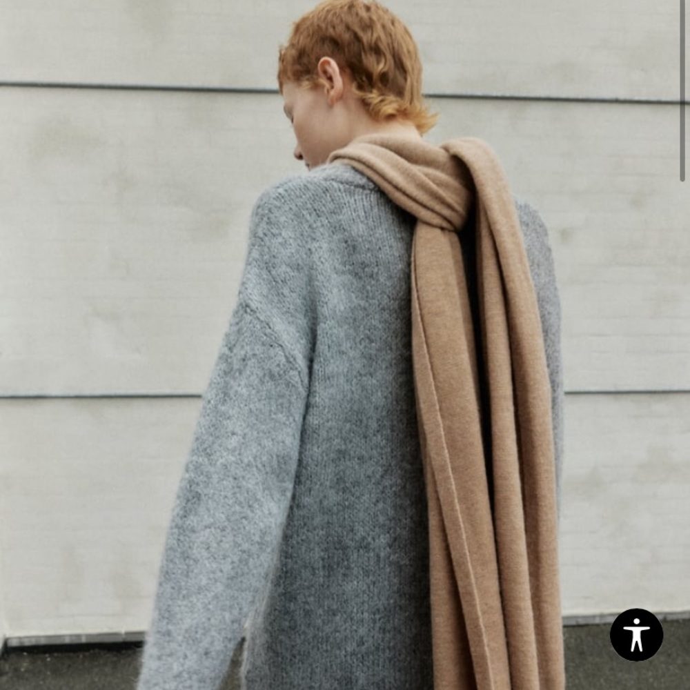 DONATED Zara basic knit taupe scarf - Picture 1 of 8